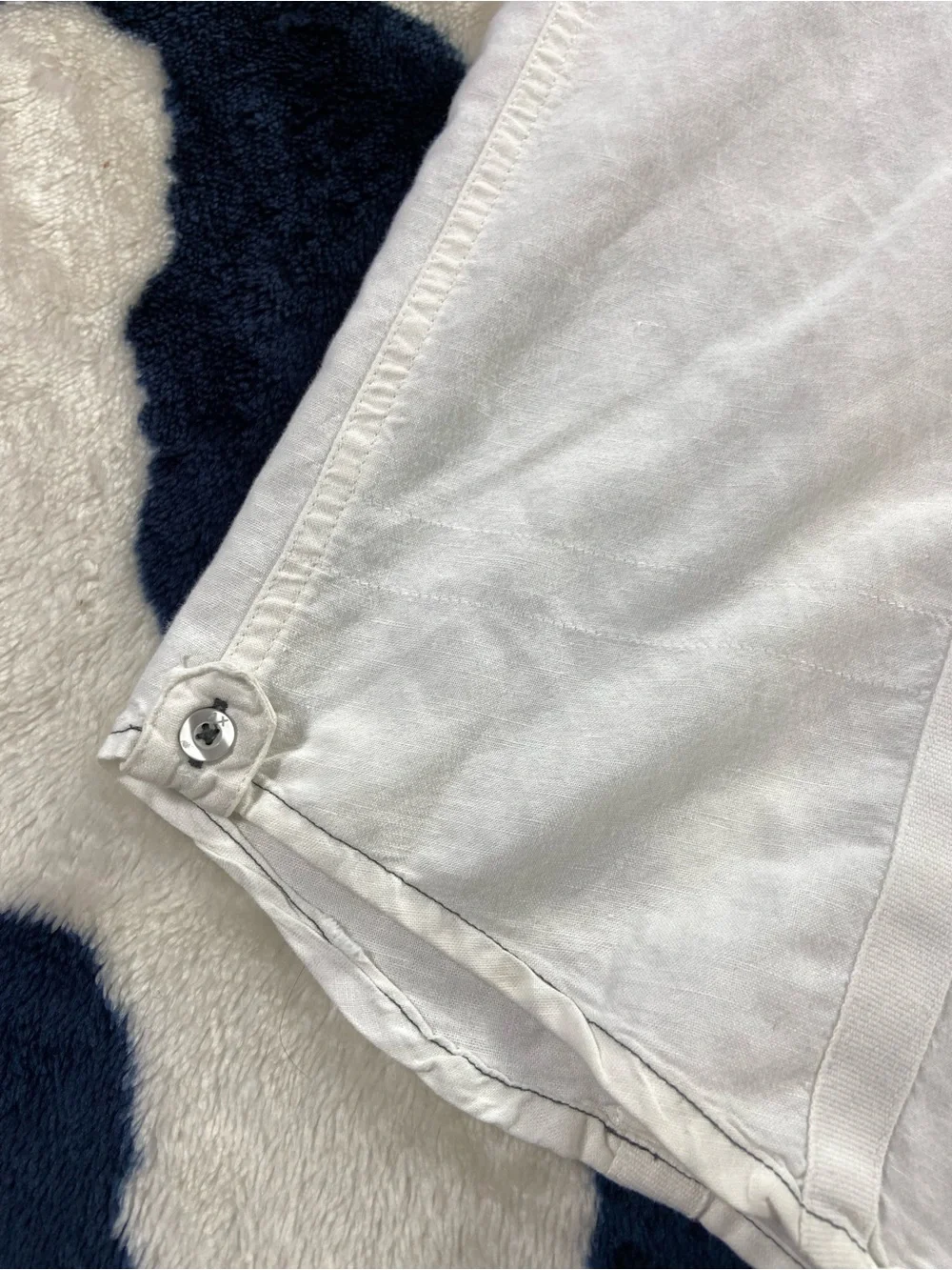 A/X Armani Exchange White Short-Sleeve Button-Down Shirt Linen Blend Large L